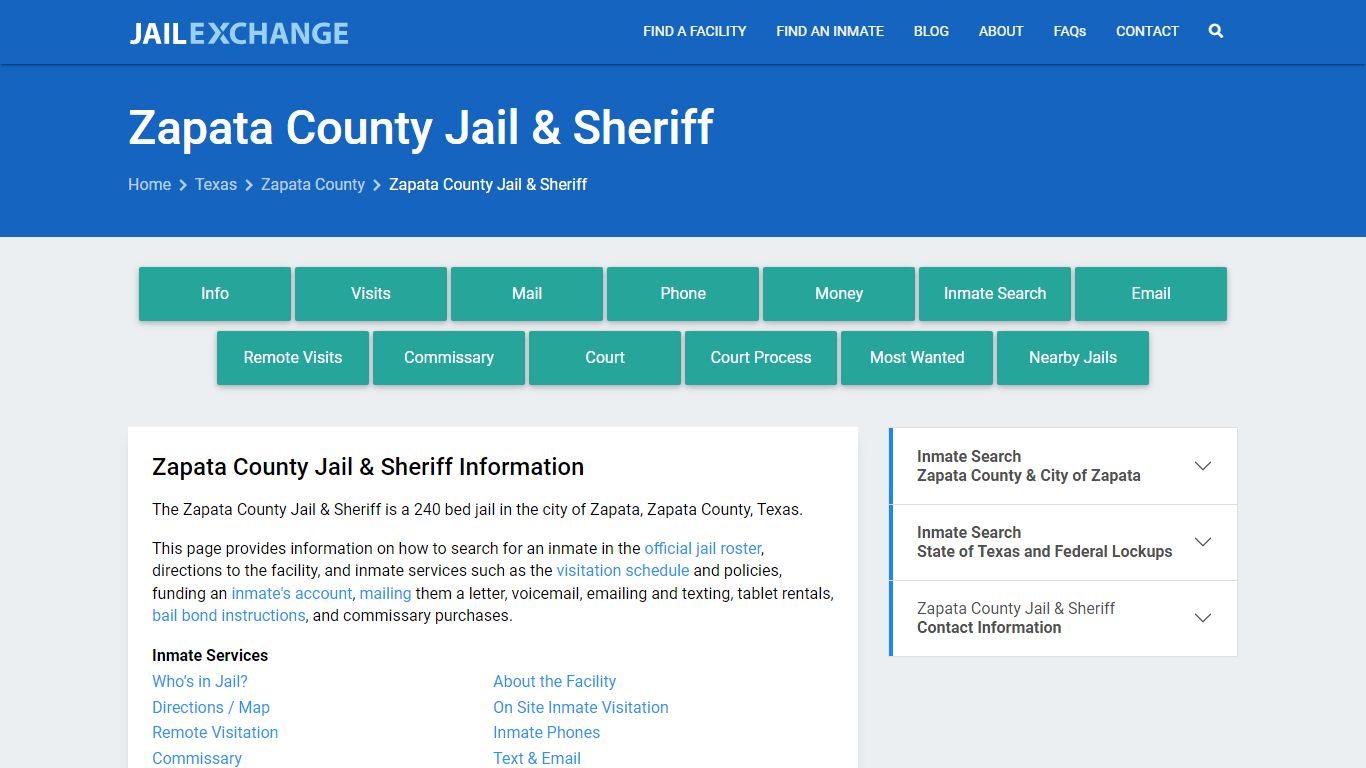 Zapata County Jail & Sheriff, TX Inmate Search, Information